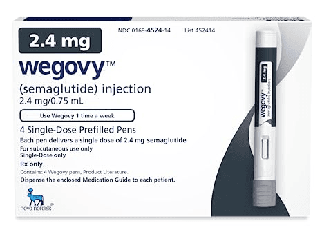 Wegovy (Semaglutide) 2.4mg/0.75ml — 4 Single-Dose Pens